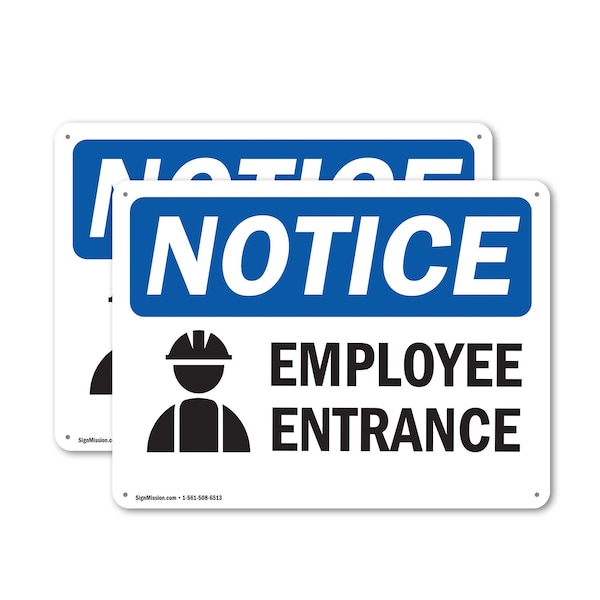 Signmission Employee Entrance OSHA Notice Sign, Plastic, 10in W x 7in L, 2PK OS-2PACK-NS-P-710-L-11951 - main